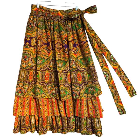 Joseph Magnin Dresses & Skirts - VTG Joseph Magnin Maxi Boho Hippie Layered Ruffle Floral Skirt Women No Tag